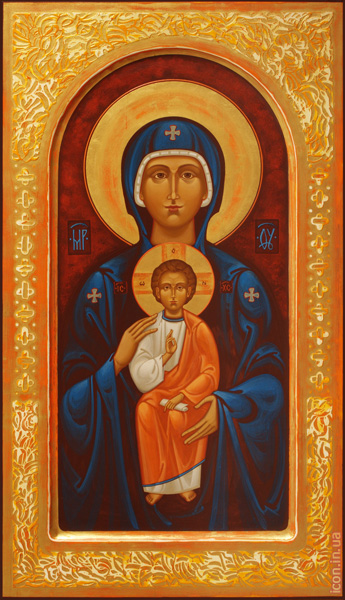 Богородиця Нікопея — писана ікона, дерево, акрил, золото, 2010 р.