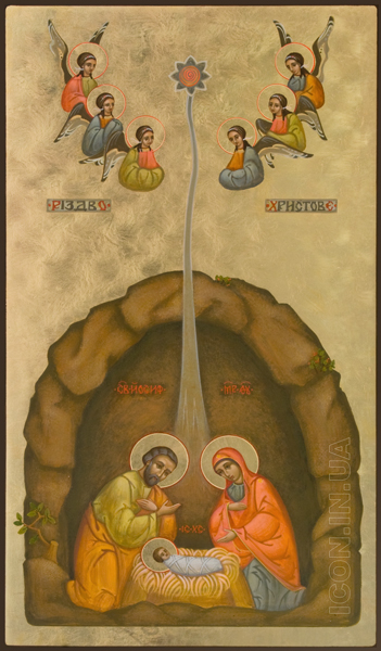 Різдво Христове — писана ікона, дерево, акрил, золото, 2011 р.